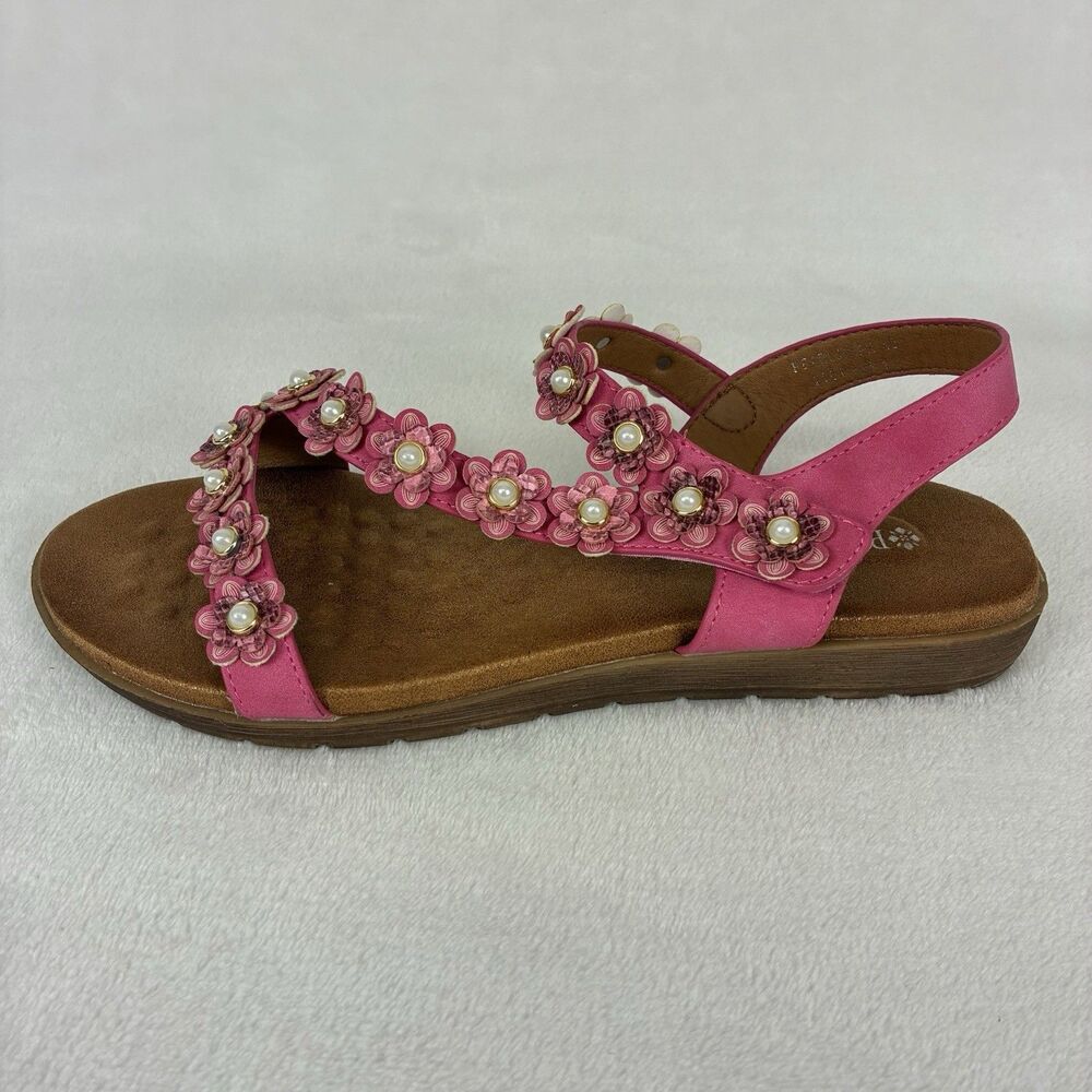 Patrizia Spring Step Pearlia Sandals Women’s 40 US 9 Pink Floral Embellished - Picture 10 of 11